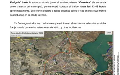 Restricciones de tráfico en la travesía con motivo del paso de la Vuelta Ciclista a Andalucía, este viernes, 17 de febrero