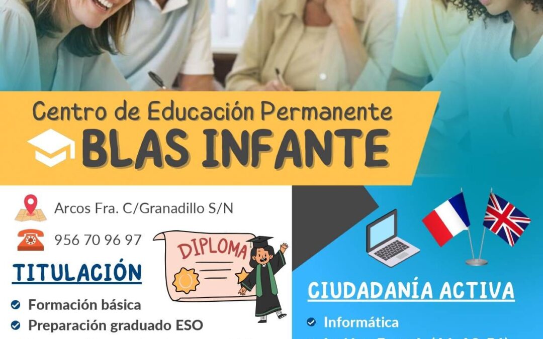 El Centro de Educación Permanente Blas Infante tiene abierto el plazo de matriculación