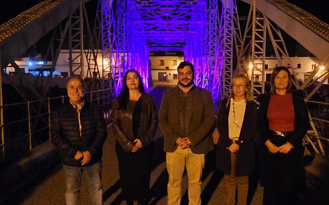 El puente de San Miguel se ilumina de color violeta para conmemorar el 25N
