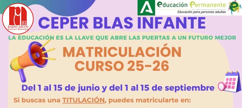 El Centro de Educación Permanente Blas Infante abre el próximo 1 de junio el plazo de matriculación para el curso académico 2025-2026